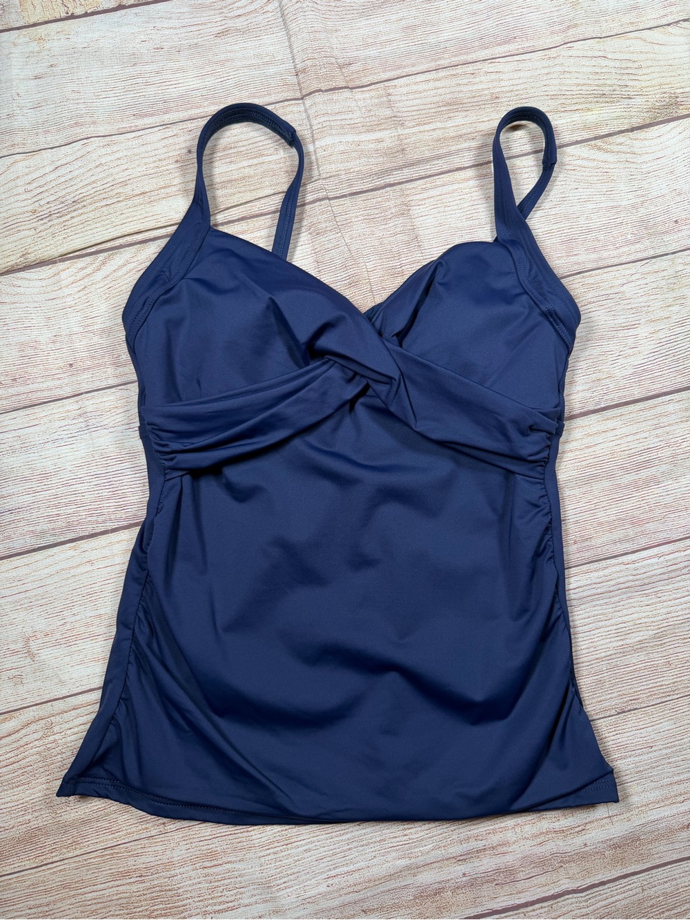 Lands' End Navy Twist-Front Swim Tankini Top